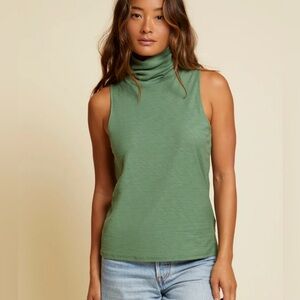 Nation LTD The Farrow 90’s Turtleneck In Sage Green, Sleeveless, Cotton, Large